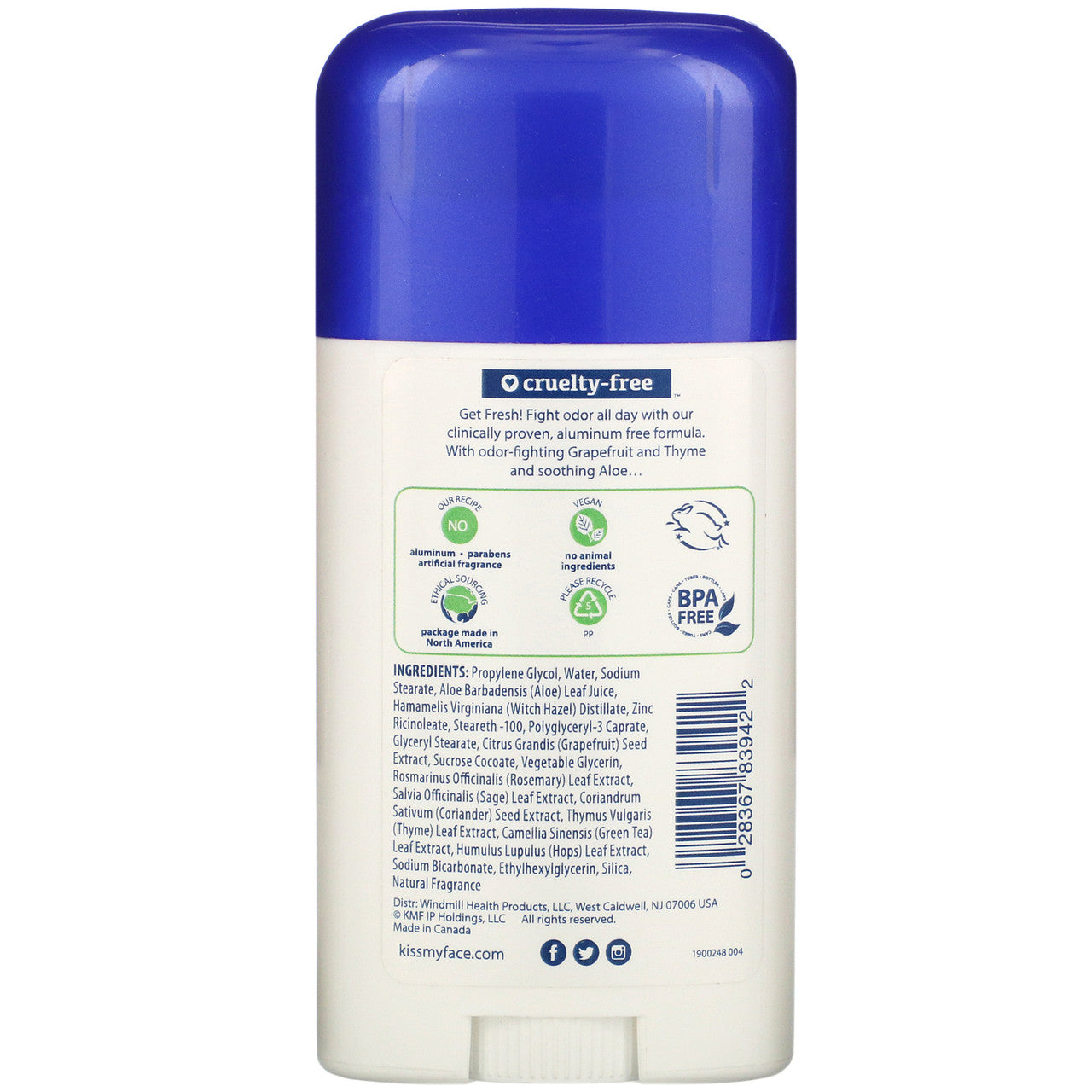 Kiss My Face Active Life Cucumber & Green Tea Deodorant (2.48 Oz)-1